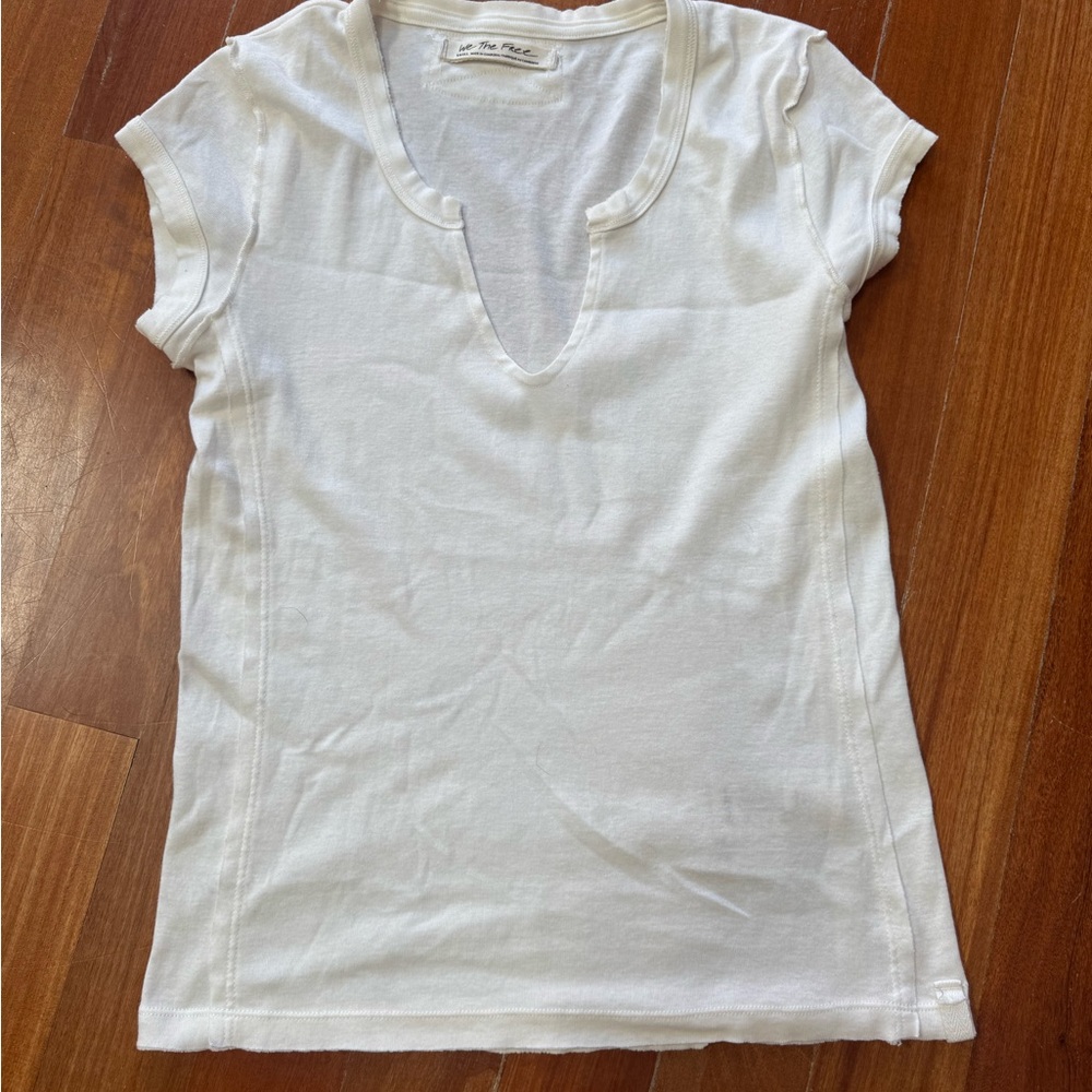 White V-Neck Women's Top